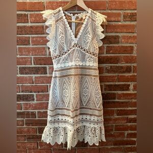 michael Kors White Dress with Ruffle Sleeve